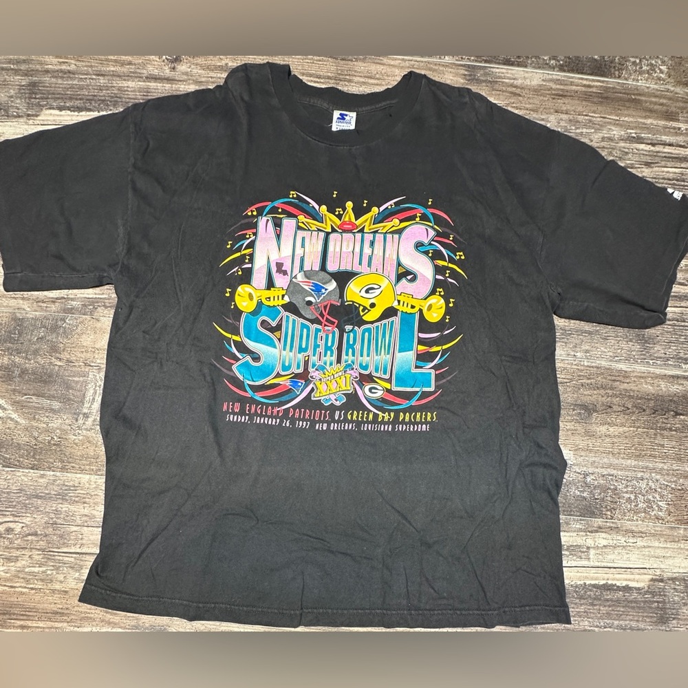 Vintage 1997 Super Bowl XXXI Tee - Starter - XL - Patriots Packers - NFL -